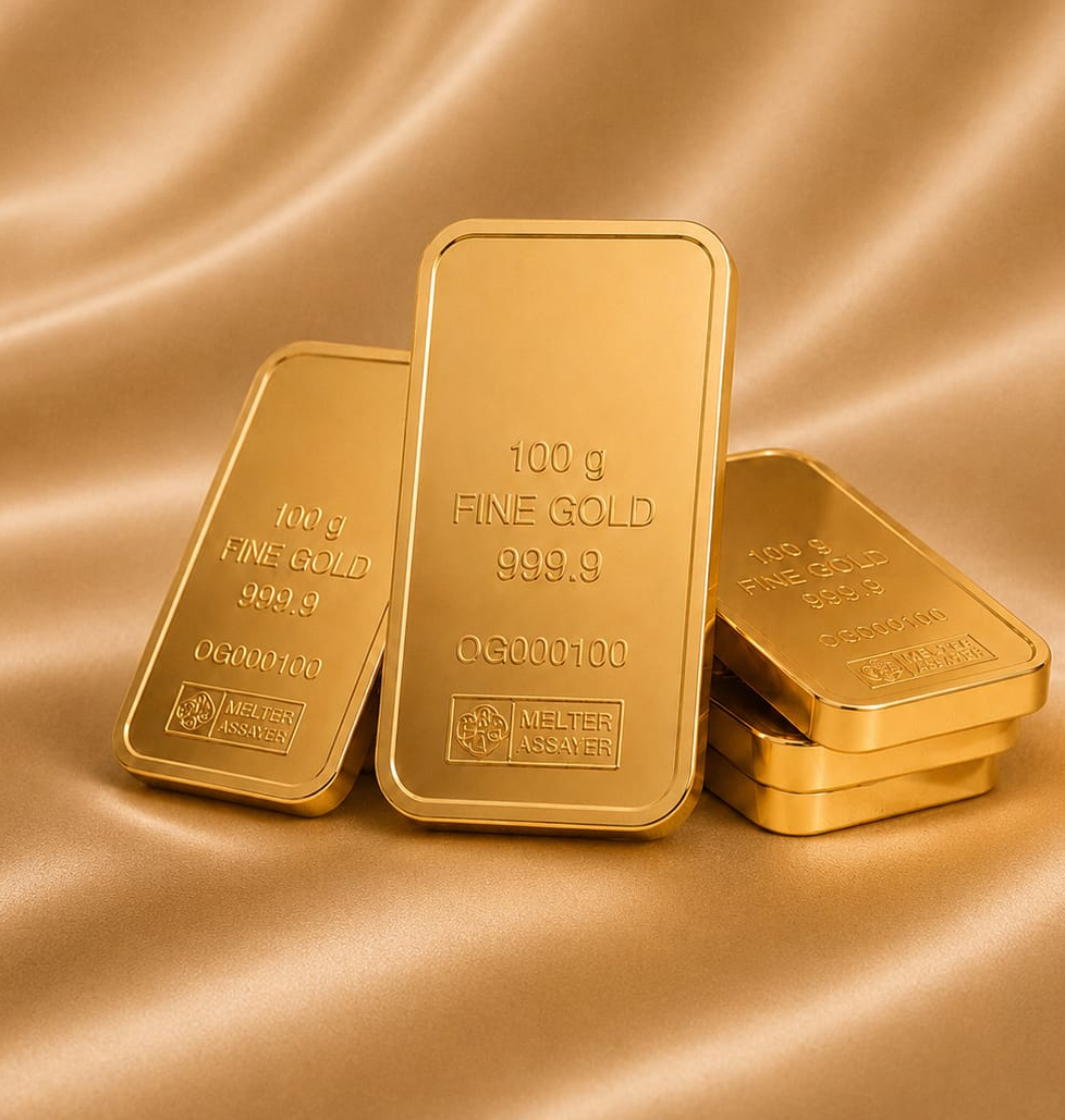 Stacked gold bullion bars of various weights (recommended size: 800x650px)